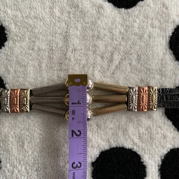 Vintage Century Metal Beaded Leather Hip Waist Drape Belt Southwestern Boho - Picture 9 of 15